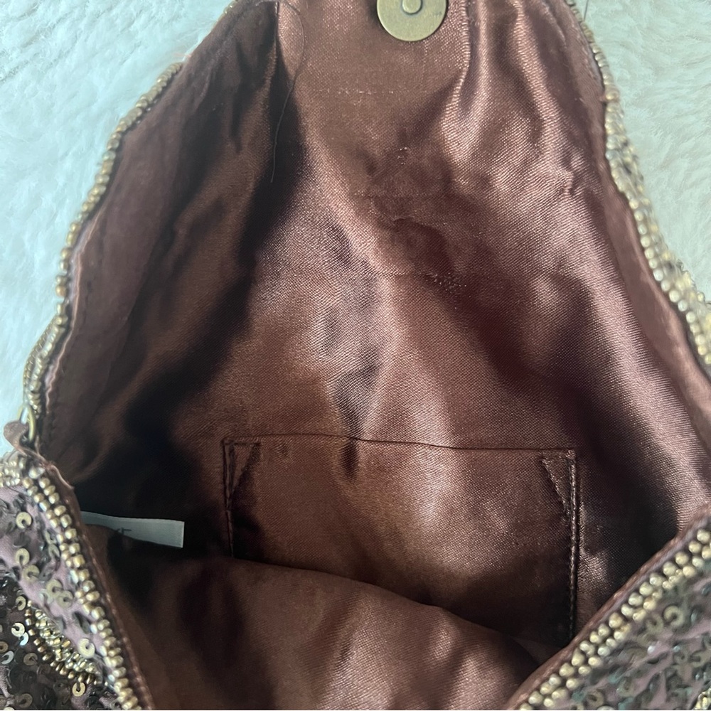 NWOT Brown Hand Beaded Mini Purse - Picture 3 of 9